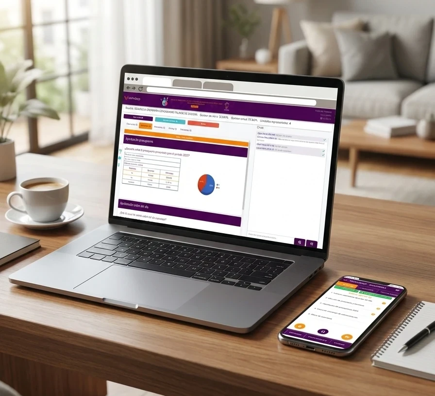 Mockup de aplicación de asambleas virtuales en dispositivos móviles y computador