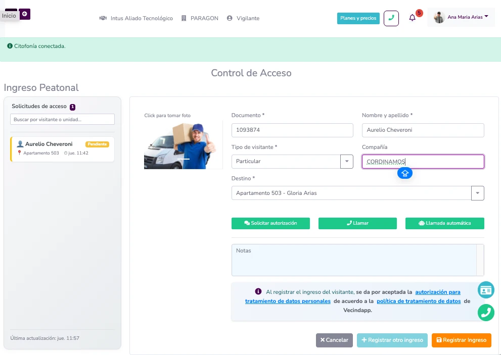 Módulo de Seguridad 360 - Control de acceso y citofonía digital para propiedad horizontal